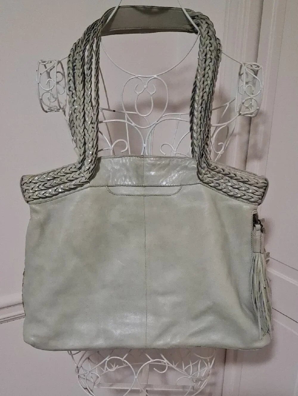 HOBO Woven Shoulder Tote in Sage Green
